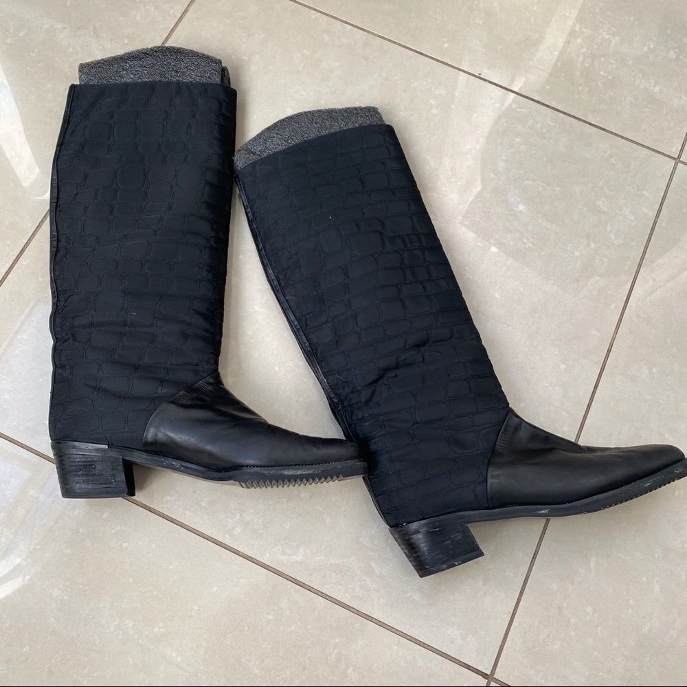 Caster black leather /quilted  boots 11